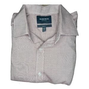 BONOBOS WRINKLE FREE STANDARD FIT RED HOBNAIL PATTERN DRESS SHIRT 16 1/2 - 34